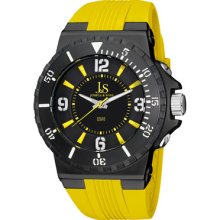 Joshua & Sons Watches Men's Black Dial Yellow Silicon Yellow Silicon/B