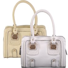 Journee Collection Women's Double Handle Braid Accent Satchel (White)