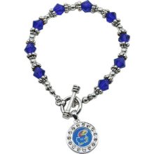 Kansas Jayhawks Ladies Beaded 7.5'' Silvertone Bracelet