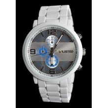Kenneth Cole Mens Unlisted Chronograph Stainless Watch - White Bracelet - Silver Dial - UL1236