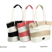 Kenneth Cole Reaction 'Celebrity' Stripe Tote Bag (Taupe/White)