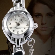 Kimio Heart Bracelet Crystal Women Lady White Dial Quartz Watch Dailyetrade