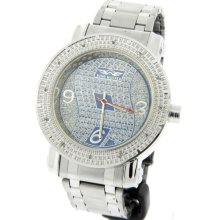 King Master Stainless Steel Blue-Silver Dial Diamond Men's Watch KM-73