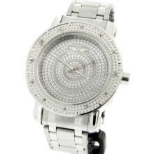 King Master Stainless Steel Case Silver Dial Men's Diamond Watch KM-61