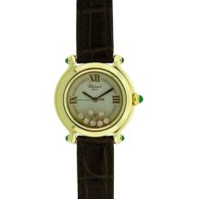 Ladies Chopard Happy Sport 18k Yellow Gold Floating Diamonds Quartz Lady Watch