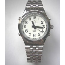 Ladies Deluxe Talking Wrist Watch With Alarm Silver Tone Low Vision Or Blind
