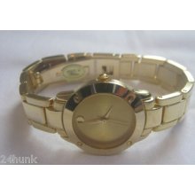 Ladies Exceptional Geneva Watch- Goldtone Band And Dial