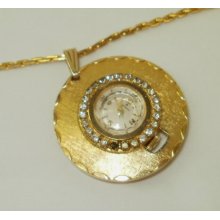 Ladies Frontenac Wind Up Swiss Pocket Watch Pendant on Chain