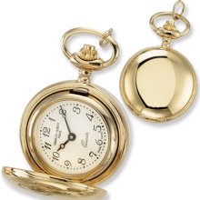 Ladies, Gold-plated Brass, Polished Pocket Watch Necklace