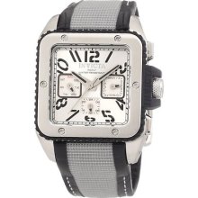 Ladies Invicta 11572 Cuadro Silver Dial Black Leather & Grey Day Date Watch