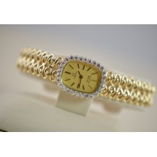 Ladies Omega De Ville 14k Solid Gold Diamond Bezel Swiss Quartz