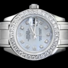 Ladies Rolex Pearlmaster Masterpiece 18kt. White Gold Diamond Mop