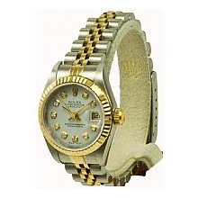 Ladies Rolex Preowned Datejust 2-Tone Fluted Bezel/White Diamond Dial