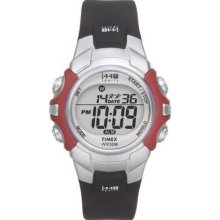 Ladies Timex Indiglo 1440 Sports Digital Alarm Black Rubber W Red Watch T5g841
