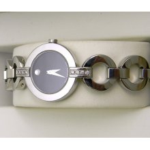 Lady's Diamond Movado Bela Moda Black Museum Dial Swiss Quartz Watch Mint