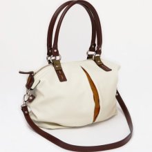 Large Beige Brown Leather Shoulder Bag Hobo Bag Messenger Bag Purse Multipurpose Bag Europe