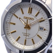 Latest 2013 White Dial 2-tone Seiko Kinetic Ska541p1 - Mrrp $299.00