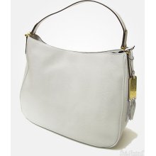 Lauren Ralph Lauren Harrow Lizard-embossed Leather Hobo Handbag - White