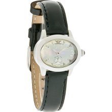 Levian Delano Mini Diamond Ladies MOP Black Leather Strap Quartz Watch ZAG 218