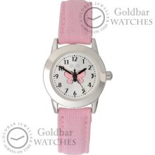 Limit Girls/kids Analogue Watch Pink Fabric Strap Butterfly Face 6662 Rrp Â£19.99