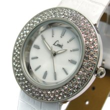 Limit Ladies Watch Mother Of Pearl Face White Strap Diamante 6844