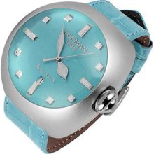 Locman Designer Women's Watches, Luna - Sky Blue Alligator Band Curved Watch