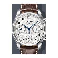 Longines Master Chrono Column Wheel 42mm Watch - White Dial, Alligator Strap L27594783 Chronograph Sale Authentic