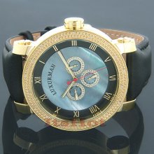 Luxurman Watches Mens VS Diamond Watch 0.18ct Blue MOP