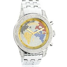 Luxurman World Map Mens Diamond Watch 0.50ct Limited Edition
