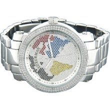 Luxurman World Map Mens Diamond Watch