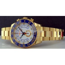 Luxury Lls Automatic Men Watch 44mm 18kt Gold Yachtmaster Ii White D