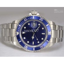 Luxury Men Mechanical Watches Automatic Blue Dial Date Silver Stainl