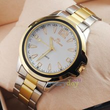 Luxury Stainless Steel Mens Wristwatch Quartz Classic White Dial Design Nice