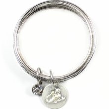 Lydell Jewelry Zodiacs Scorpio Zodiac Silvertone Charm Bracelet Bangle, Gift Box