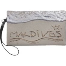 Maldives beach sign Wristlet Purses