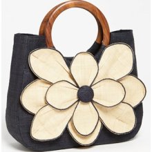 Mar y Sol 'Guadalupe' Straw Shopper Natural/ Navy Trim