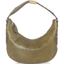 Max Mara Olive Green Python Hobo Handbag