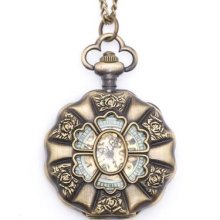 Mechanical Vintage Brass Pocket Watch Pendant Chain Necklace By 81stgeneration