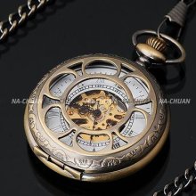 Men Classic Flower Skeleton Pocket Mechanical Watch Dailyetrade