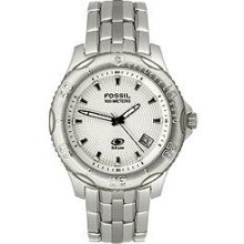 Men’s Fossil White Textured Dial Dress Watch Am3857