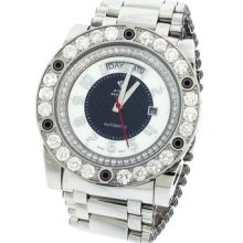 Mens Aqua Master Automatic Black Dial Round Case 7.65ct White Diamond Watch 119