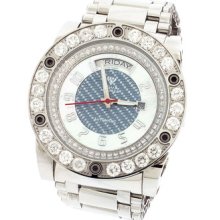 Mens Aqua Master Automatic Blue Dial Round Case 7.65ct White Diamond Watch 119