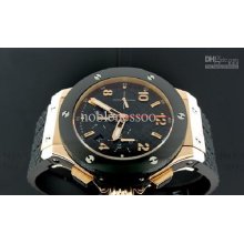 Mens Big Bang 44m 18k Rose Gold Black Dial Automatic Luxury Sport Wa