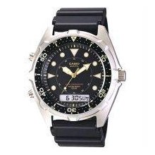 Mens Casio Ana-digi Combo Watch Blk Resin Strap Wp 100m
