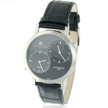 Men's Charles Hubert Black-Gray Dial Leather Band Watch