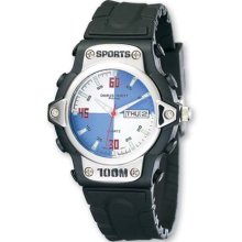 Mens Charles Hubert Rubber Band White Blue Dial Sport Watch