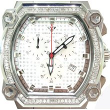Mens Diamond Aqua Master Watch Round Cut H Color W-143 White 0.75ct