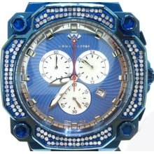 Mens Diamond Aqua Master Watch Round Cut H Color W-142 Blue 1.30ct