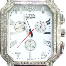 Mens Diamond Aqua Master Watch Round Cut White MOP 19630 1.75ct