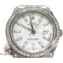 Mens Diamond Rolex Watch Round Cut Datejust White Gold And Steel 116334 9.75ct